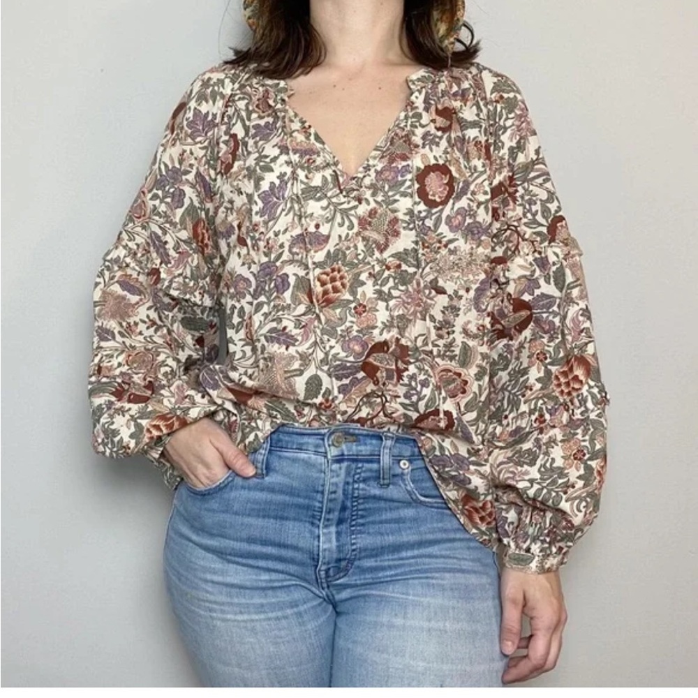 Anthropologie Love the Label Botanical Floral Blouse Size M